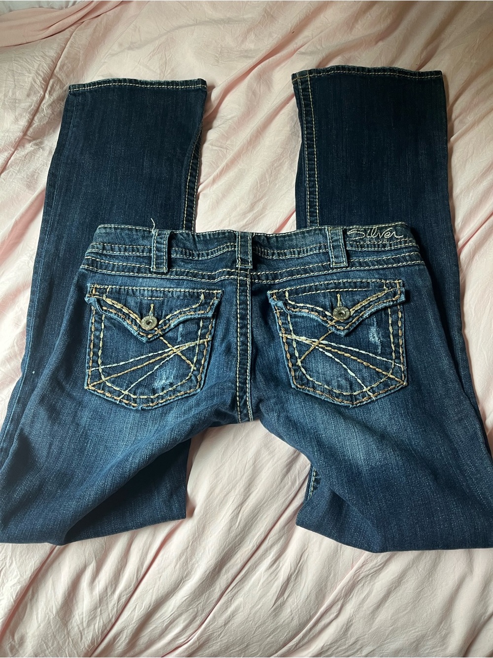 2000s style low-rise bootcut jeans